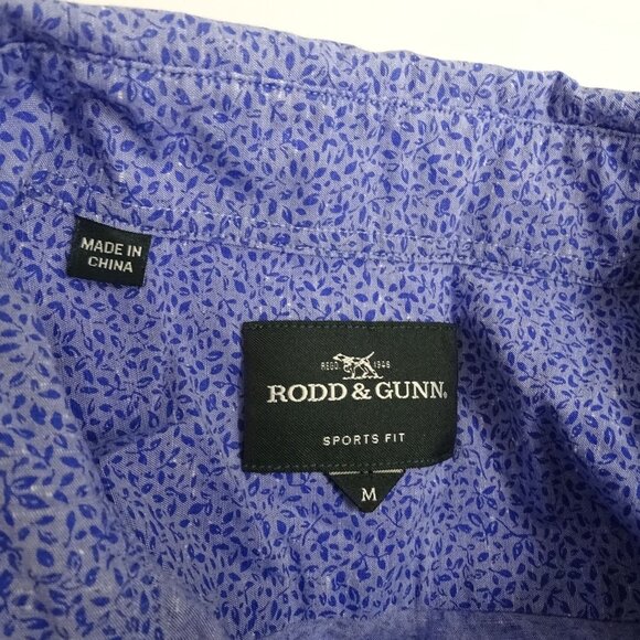 Rodd and Gunn Sports Fit Blue Leaf Print Button Up Long Sleeve Shirt Men Size M - Picture 6 of 13